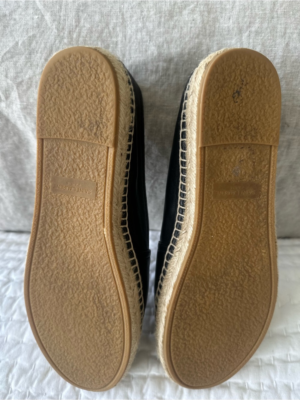Saint Laurent Black Leather Logo Espadrille Slip-Ons - Picture 3 of 4